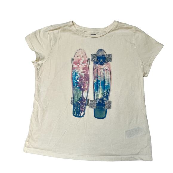 Old Navy Palm Tree Skateboard Graphic Tee Size 14/16 - Picture 1 of 6